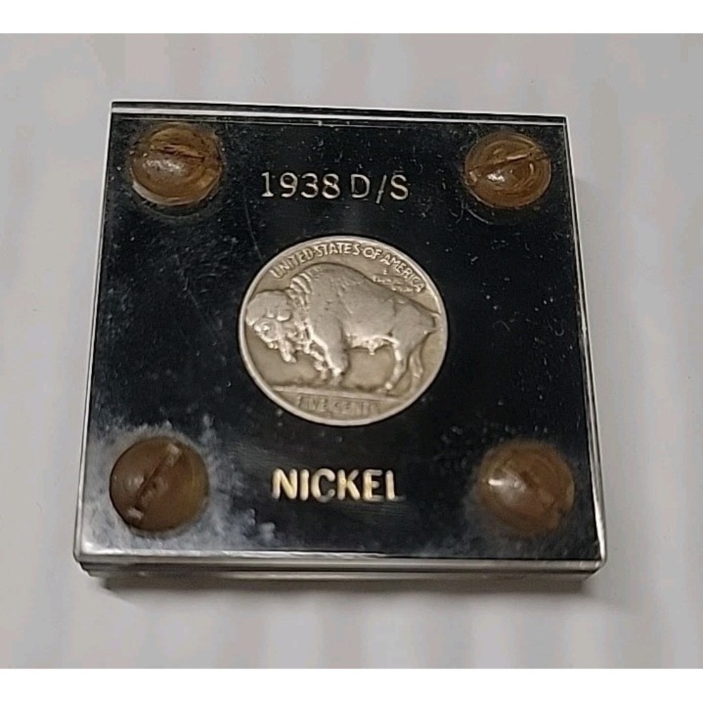 1938-D/S Buffalo Nickel  5 CENTS In Old Case Pics!